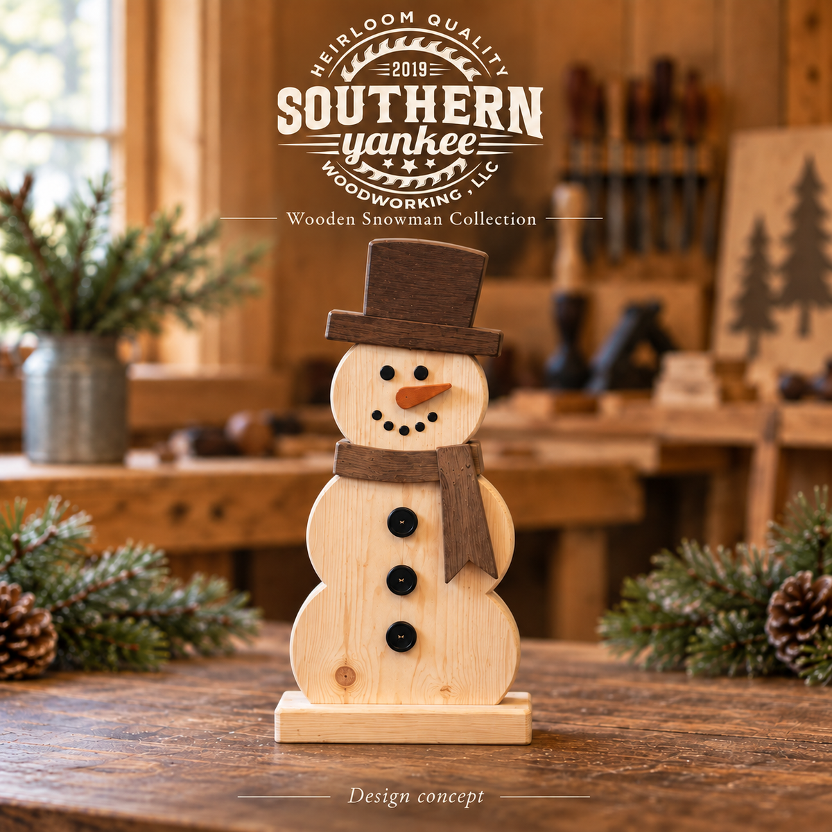 Rustic Wooden Snowman Decor – Farmhouse Christmas & Winter Decoration